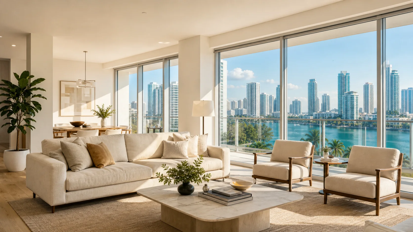 Bright Miami rental interior