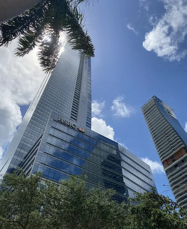 Glass high-rise towers in Brickell, Miami